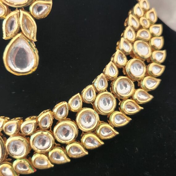 Indian Traditional Bollywood Fashion Kundan Bridal Jewelry Set with Earrings for Women