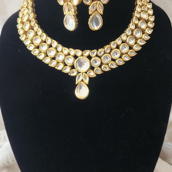 Indian Traditional Bollywood Fashion Kundan Bridal Jewelry Set with Earrings for Women