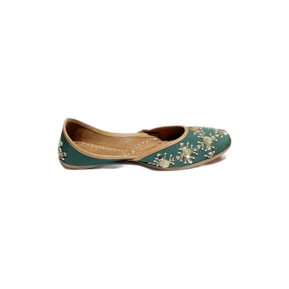 Traditional Indian Women Ladies Embroidered Punjabi Juttis Mojari Ethnic Shoes Handmade Turquoise Jutti Comfort Flat Shoes