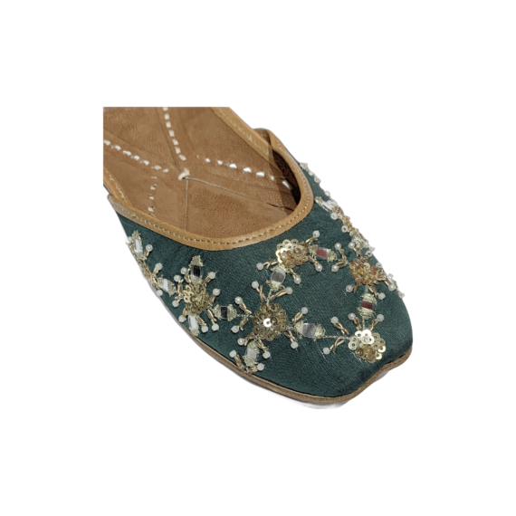 Traditional Indian Women Ladies Embroidered Punjabi Juttis Mojari Ethnic Shoes Handmade Turquoise Jutti Comfort Flat Shoes