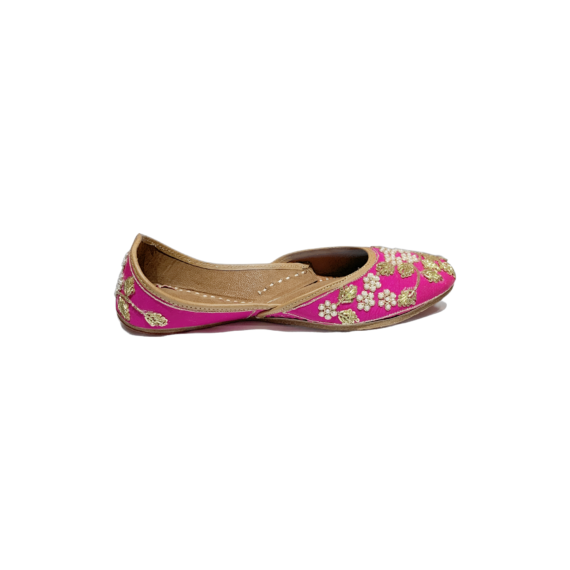 Traditional Indian Women Ladies Embroidered Punjabi Juttis Mojari Ethnic Shoes Handmade Hot Pink Jutti Comfort Flat Shoes