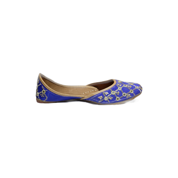 Traditional Indian Punjabi Juttis Women Ladies Mojari Ethnic Shoes Handmade Royal Blue Jutti Comfort Flat Shoes