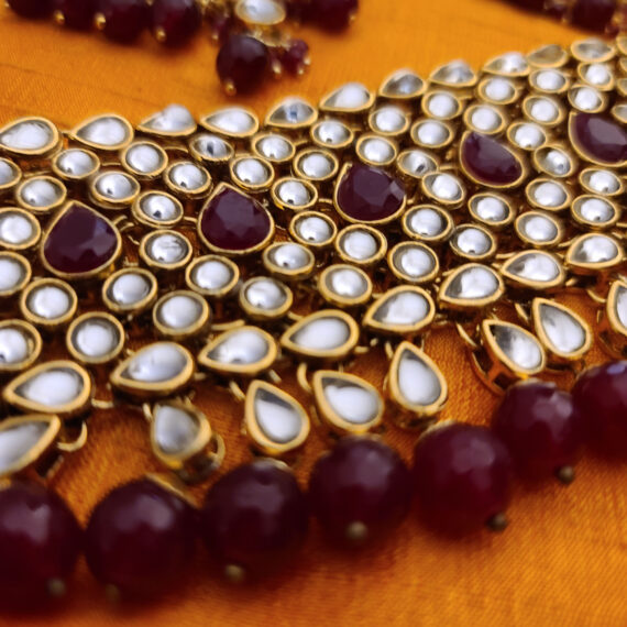 Indian Traditional Bollywood Fashion Kundan Bridal Jewelry Set with Choker Earrings Maang Tikka for Women
