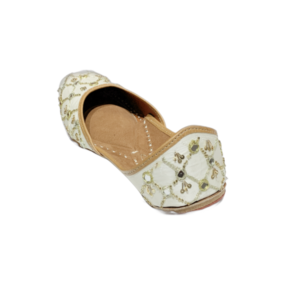 Pallavi Traditional Indian Punjabi Juttis Women Ladies Mojari Ethnic Shoes Handmade White Jutti Comfort Flat Shoes