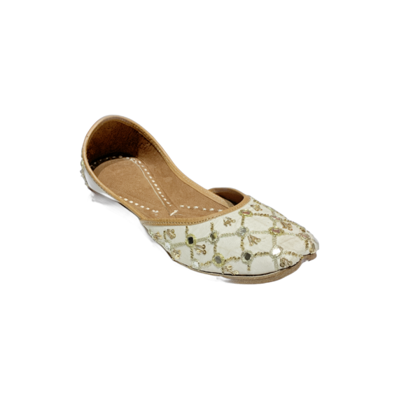 Pallavi Traditional Indian Punjabi Juttis Women Ladies Mojari Ethnic Shoes Handmade White Jutti Comfort Flat Shoes
