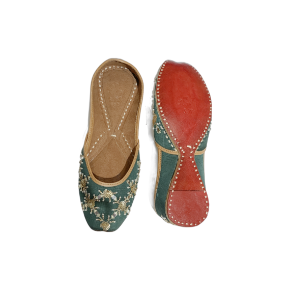 Traditional Indian Women Ladies Embroidered Punjabi Juttis Mojari Ethnic Shoes Handmade Turquoise Jutti Comfort Flat Shoes