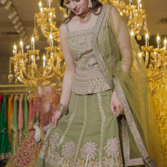 Green Designer Lehenga Choli Mehndi Sangeet Indo Western Partywear Dresses Ladies Girls Ethnic Wear Indian Boutique