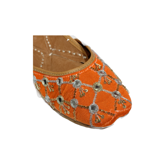 Pallavi Traditional Indian Punjabi Juttis Women Ladies Mojari Ethnic Shoes Handmade Orange Jutti Comfort Flat Shoes