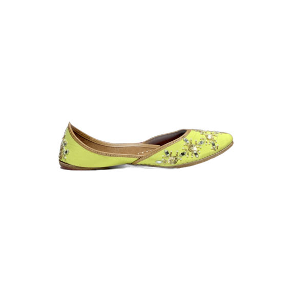 Traditional Indian Women Ladies Embroidered Punjabi Juttis Mojari Ethnic Shoes Handmade Yellow Jutti Comfort Flat Shoes