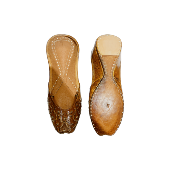 Traditional Indian Punjabi Juttis Women Ladies Mojari Ethnic Shoes Handmade Brown Jutti Comfort Flat