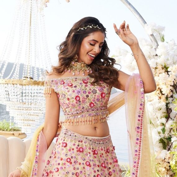 Designer Net Lehenga Blouse with Heavy Thread and Handwork
