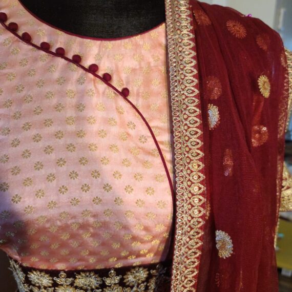 Rose Gold Lehenga Choli Wedding Partyware Indian Dress Ladies Girls Handmade Indian Boutique