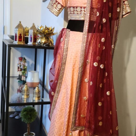 Rose Gold Lehenga Choli Wedding Partyware Indian Dress Ladies Girls Handmade Indian Boutique
