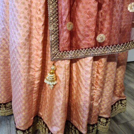 Rose Gold Lehenga Choli Wedding Partyware Indian Dress Ladies Girls Handmade Indian Boutique