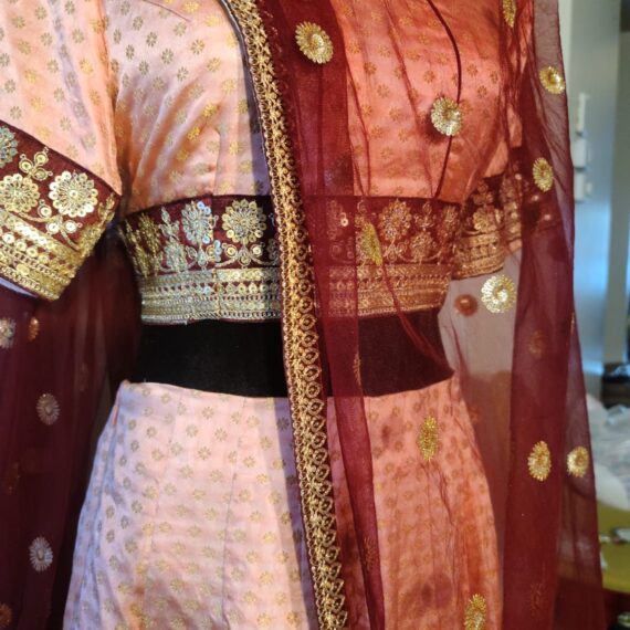 Rose Gold Lehenga Choli Wedding Partyware Indian Dress Ladies Girls Handmade Indian Boutique