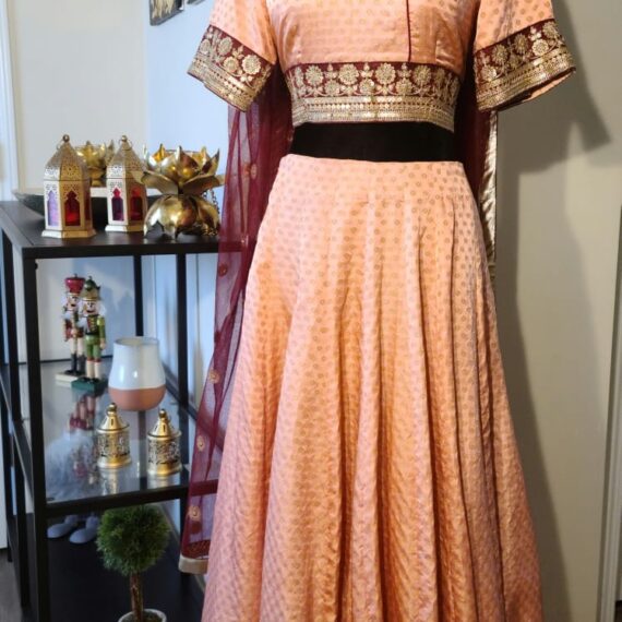 Rose Gold Lehenga Choli Wedding Partyware Indian Dress Ladies Girls Handmade Indian Boutique
