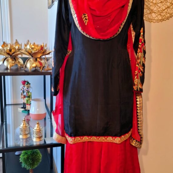 Red Black Designer Palazzo Suit with Dupatta Punjabi Party Wear Dresses Ladies Girls Ethnic Wear Indian Handmade Boutique
