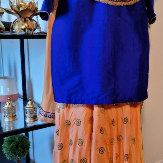 Blue & Peach Designer Palazzo Suit with Dupatta Punjabi Party Wear Dresses Ladies Girls Ethnic Wear Indian Handmade Boutique