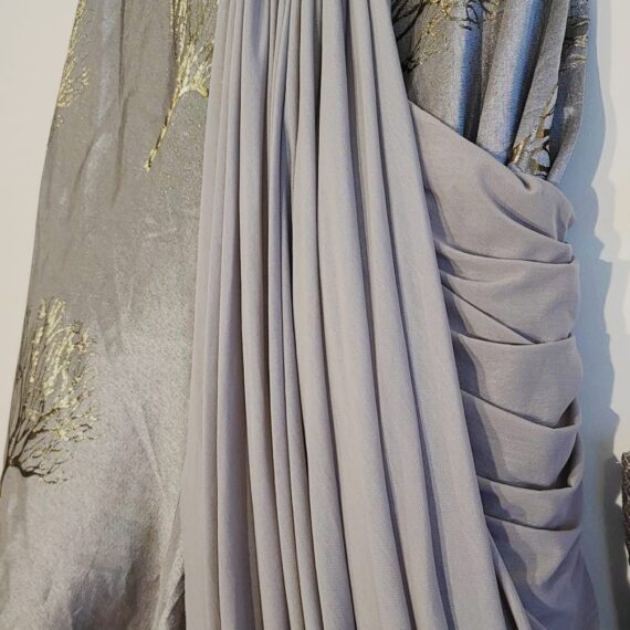 Designer Gown Party Wear Gray Dresses Wedding Receptions for Ladies Girls Indian Handmade Boutique