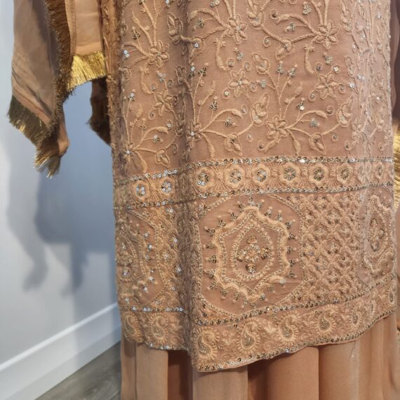 Beige Designer Palazzo Suit with Dupatta Punjabi Party Wear Dresses Ladies Girls Ethnic Wear Indian Handmade Boutique
