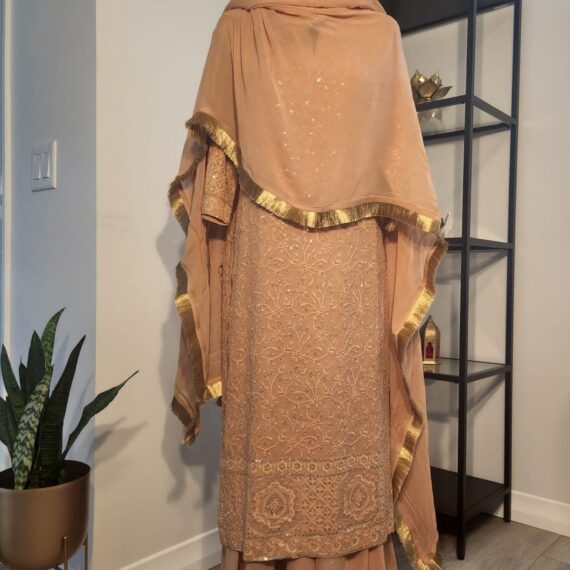 Beige Designer Palazzo Suit with Dupatta Punjabi Party Wear Dresses Ladies Girls Ethnic Wear Indian Handmade Boutique