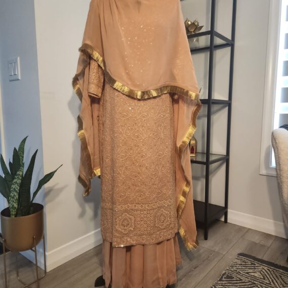Beige Designer Palazzo Suit with Dupatta Punjabi Party Wear Dresses Ladies Girls Ethnic Wear Indian Handmade Boutique