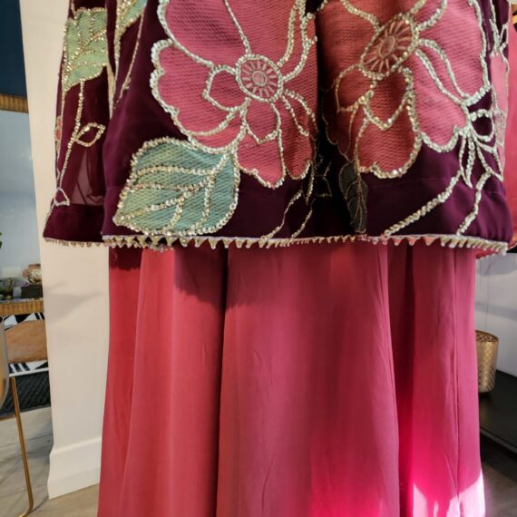 Wine & Peach Designer Palazzo Suit with Dupatta Punjabi Party Wear Dresses Ladies Girls Ethnic Wear Indian Handmade Boutique