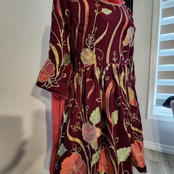 Wine & Peach Designer Palazzo Suit with Dupatta Punjabi Party Wear Dresses Ladies Girls Ethnic Wear Indian Handmade Boutique