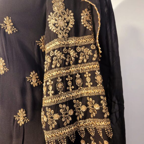 Black Designer Palazzo Suit with Dupatta Punjabi Party Wear Dresses Ladies Girls Ethnic Wear Indian Handmade Boutique