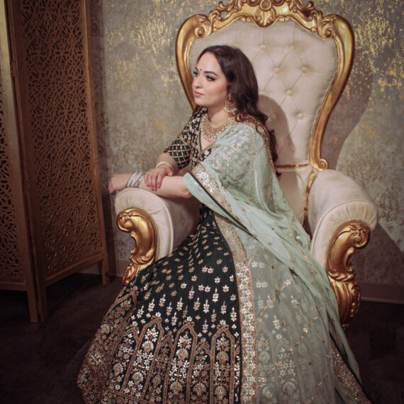 Green Raw Silk Designer Lehenga Choli Punjabi Party Dress Ladies Girls Ethnic Wear Indian Boutique