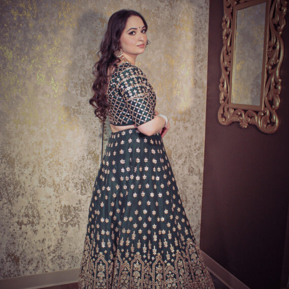 Green Raw Silk Designer Lehenga Choli Punjabi Party Dress Ladies Girls Ethnic Wear Indian Boutique