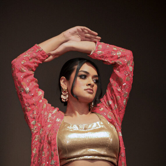 Golden & Pink Multi-color Designer Punjabi Party Wear Dresses Girls Ethnic Wear