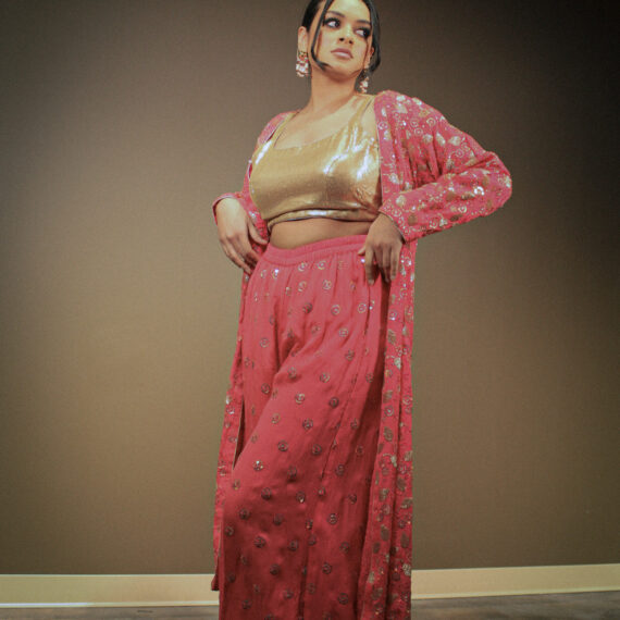 Golden & Pink Multi-color Designer Punjabi Party Wear Dresses Girls Ethnic Wear