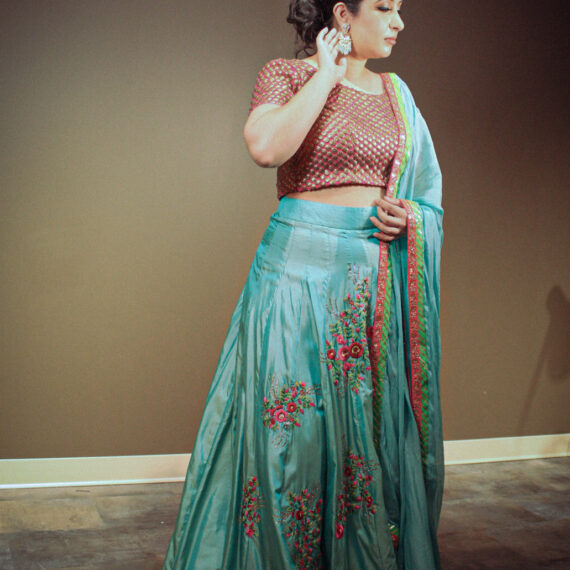 Firozi Lehenga Choli Punjabi Partyware Dresses Wedding Ethnic Wear Handmade Indian Boutique