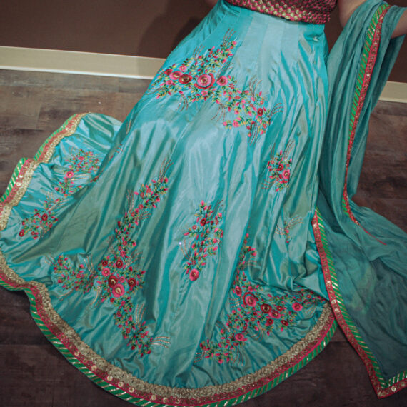 Firozi Lehenga Choli Punjabi Partyware Dresses Wedding Ethnic Wear Handmade Indian Boutique