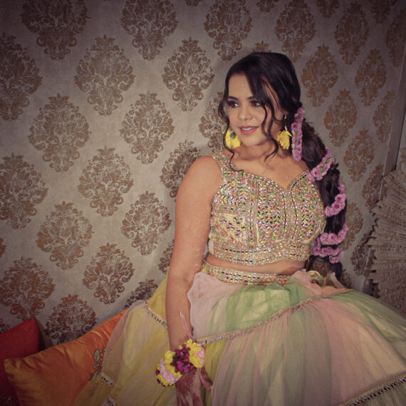 Indo Western Multicolored Designer Lehenga Choli Mehndi Sangeet Partywear Dresses Ladies Girls Ethnic Wear Indian Boutique