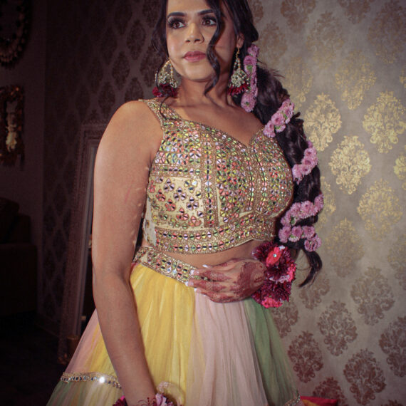 Indo Western Multicolored Designer Lehenga Choli Mehndi Sangeet Partywear Dresses Ladies Girls Ethnic Wear Indian Boutique