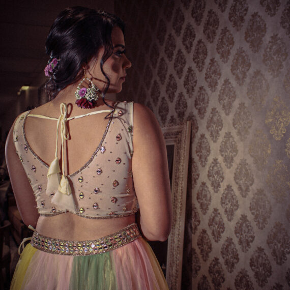 Indo Western Multicolored Designer Lehenga Choli Mehndi Sangeet Partywear Dresses Ladies Girls Ethnic Wear Indian Boutique