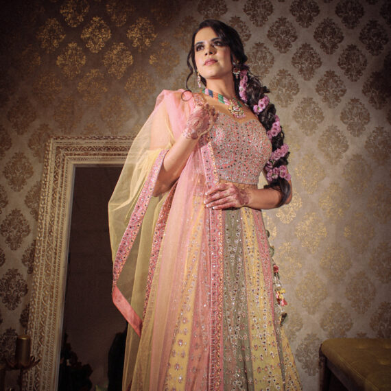 Multicolored Designer Lehenga Choli Mehndi Sangeet Indo Western Partywear Dresses Ladies Girls Ethnic Wear Indian Boutique