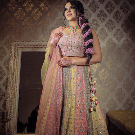 Multicolored Designer Lehenga Choli Mehndi Sangeet Indo Western Partywear Dresses Ladies Girls Ethnic Wear Indian Boutique