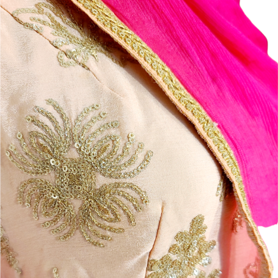 Peach & Hot Pink Lehenga Choli Wedding Party-ware Indian Dress Ladies Girls Handmade Indian Boutique
