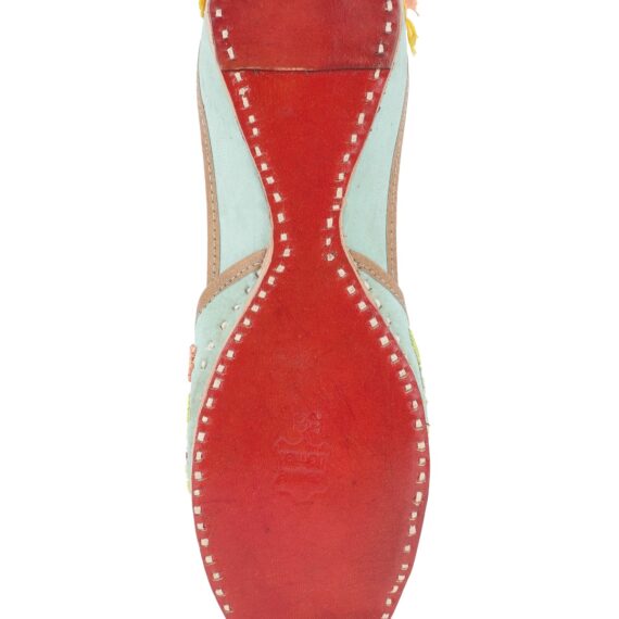 Traditional Indian Punjabi Juttis Women Ladies Mojari Ethnic Shoes Handmade Jutti Comfort Flat Shoes Blue