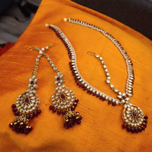 Indian Traditional Bollywood Fashion Kundan Bridal Jewelry Set Earrings or Maang Tikka for Women
