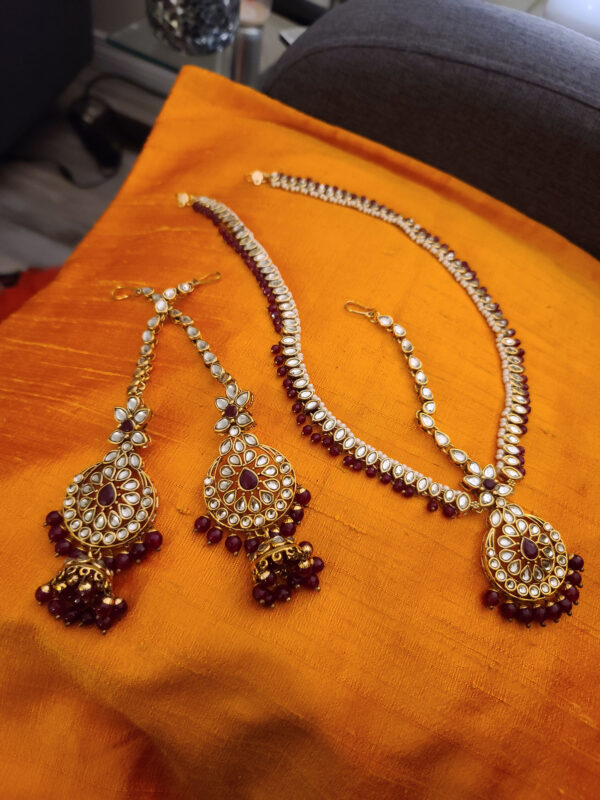 Indian Traditional Bollywood Fashion Kundan Bridal Jewelry Set Earrings or Maang Tikka for Women
