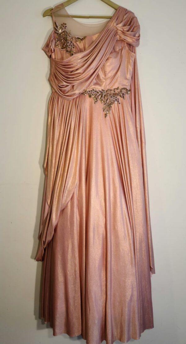 Peach Gown Designer Punjabi Party Wear Dresses Wedding Receptions for Ladies Girls Indian Handmade Boutique