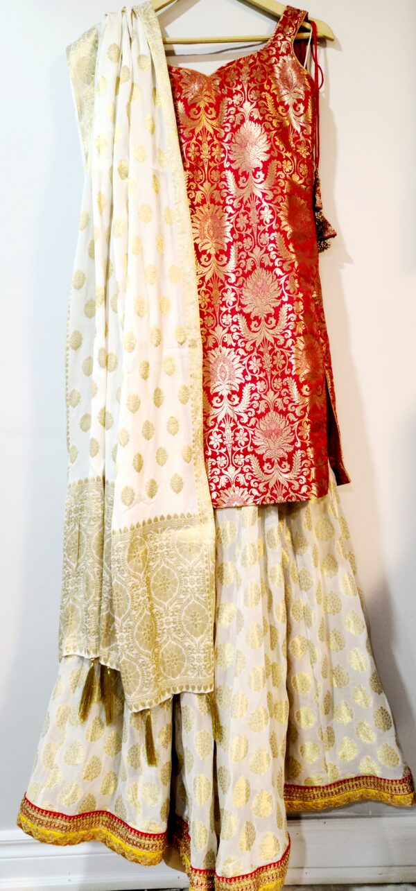 Red & White Designer Palazzo Suit with Dupatta Punjabi Party Wear Dresses Ladies Girls Ethnic Wear Indian Handmade Boutique