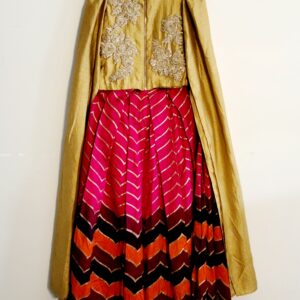 Kids Size Golden & Multi-color Designer Punjabi Party Wear Dresses Girls Ethnic Wear