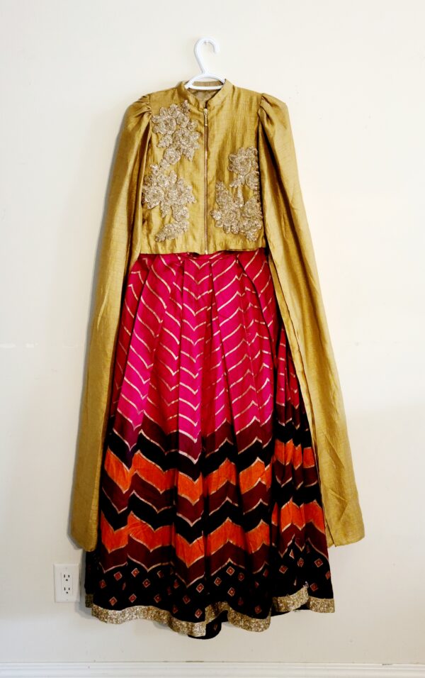 Kids Size Golden & Multi-color Designer Punjabi Party Wear Dresses Girls Ethnic Wear