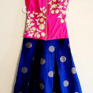 Kids Size Designer Pink & Royal Blue Punjabi Partywear Dress Girls Ethnic Wear