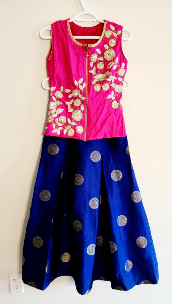 Kids Size Designer Pink & Royal Blue Punjabi Partywear Dress Girls Ethnic Wear
